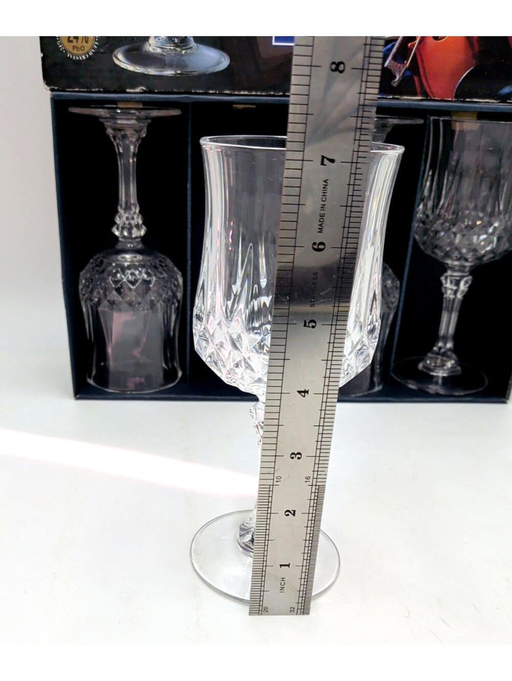 4 Cristal d'Arques Longchamp Stemmed Wine Crystal Wine Glass/Goblets France MINT - Picture 8 of 8
